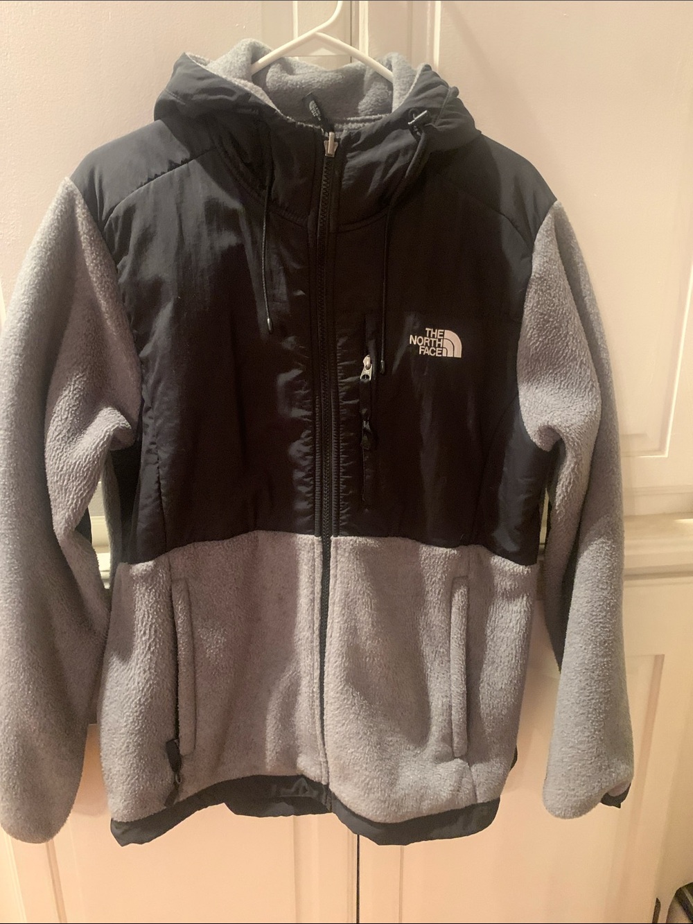 The North Face Two-Tone Black and Light Gray Hybrid Puffer-Fleece Jacket